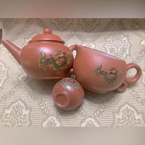Collectible Vintage Signed Chinese Yixing pottery Dragon